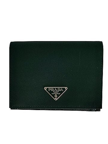 Prada PRADA Triangle Logo Plate Nylon Saffiano Leather Compact Bi-fold Wallet with Box Black Men's (view 1)