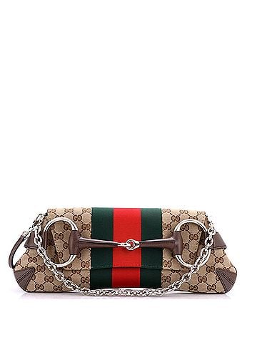 Gucci Horsebit NM Web Chain Clutch GG Canvas Medium (view 1)