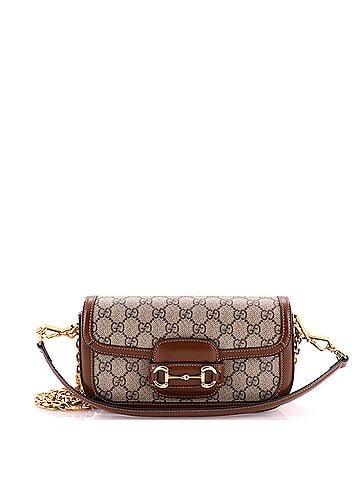 Gucci Horsebit 1955 Shoulder Bag GG Coated Canvas with Leather East West (view 1)