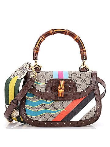 Gucci Bamboo 1947 Top Handle Bag Printed GG Coated Canvas and Studded Leather Medium (view 1)