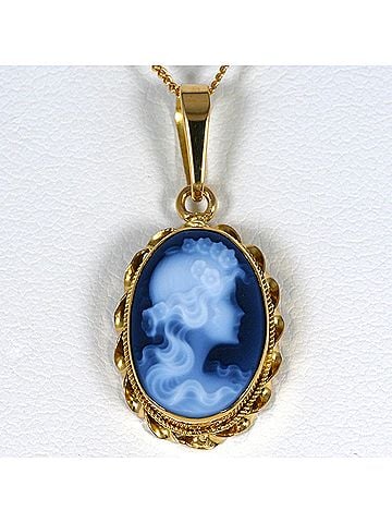 Unbranded 18K (18-karat) Yellow Gold Necklace with Stone Cameo, Total Weight 3.1g, 40cm, Jewelry (view 1)
