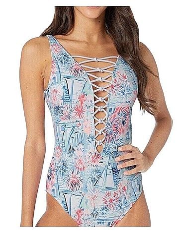 Lilly Pulitzer Isle Lattice One Piece Swimsuit (view 1)