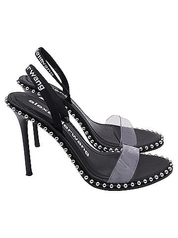 Alexander Wang Alexander Wang Nova Studded Slingback Sandal Heels in Black Leather (view 1)
