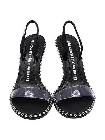 Alexander Wang Alexander Wang Nova Studded Slingback Sandal Heels in Black Leather (view 2)