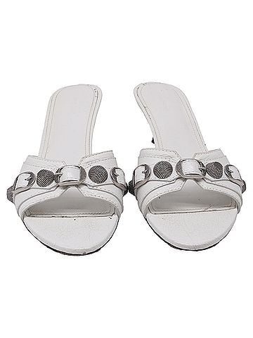 Balenciaga Balenciaga Cagole Mules in White Lambskin Leather (view 2)