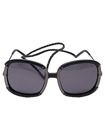 Bottega Veneta Bottega Veneta Square Sunglasses in Black Metal (view 1)