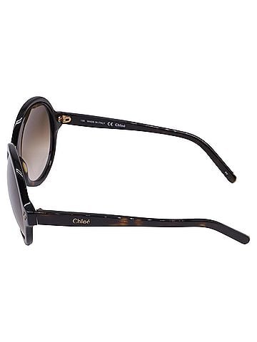 Chloé Chloé Havana Round Sunglasses in Brown Acetate (view 2)