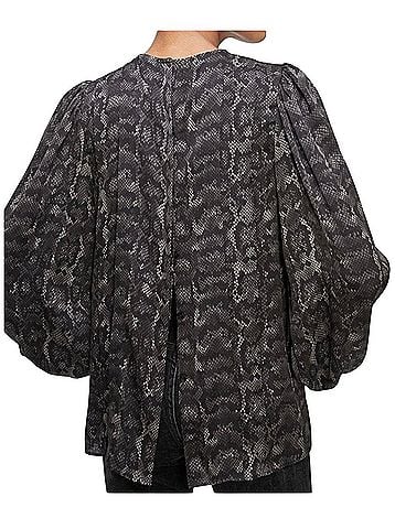 Anine Bing Renee Silk Python Print Charcol Long Sleeve Blouse (view 2)