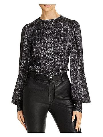 Anine Bing Renee Silk Python Print Charcol Long Sleeve Blouse (view 1)