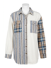 Easel Blue Mixed Print Patchwork Top in Mix Plaid Size S - photo 1