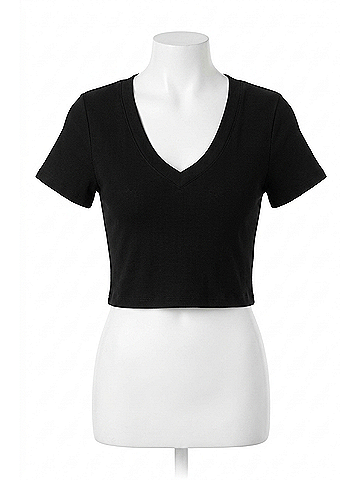 Olivaceous Alana Cropped V Neck Tee in Black (view 1)