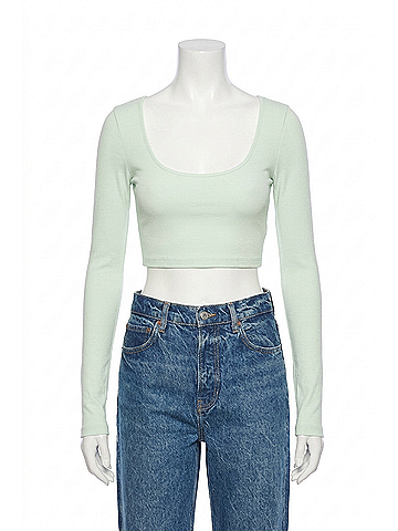 Susana Monaco Low Scoop Crop Top in Mint Chip (view 1)