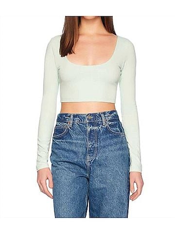 Susana Monaco Low Scoop Crop Top in Mint Chip (view 2)