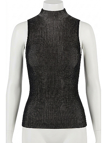 Lucy Paris Gyda Mock Neck Top in Black/Gold (view 1)
