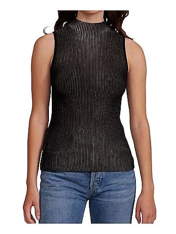 Lucy Paris Gyda Mock Neck Top in Black/Gold (view 2)