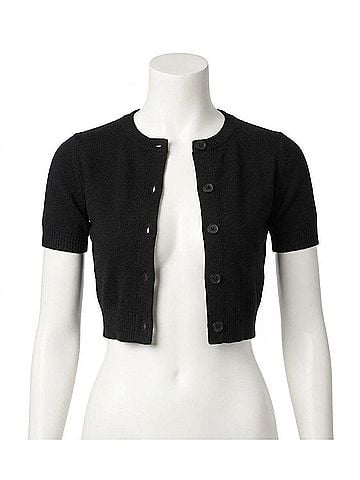 Olivaceous Bella Short Sleeve Knit Cardigan in Black (view 1)