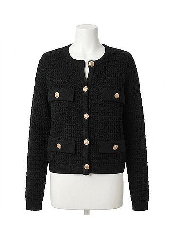 Olivaceous Maci Knit Button Cardigan in Black (view 1)