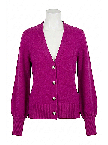 Joseph Ribkoff Rhinestone Button Sweater in Fuchsia (view 1)
