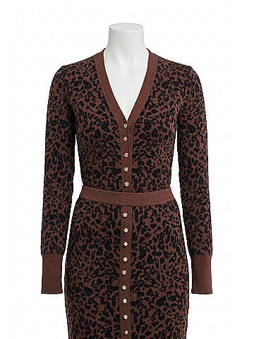 Generation Love Tulum Jacquard Cardigan in Brown/Black (view 1)
