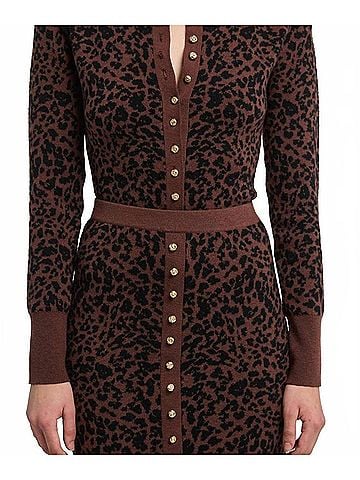 Generation Love Tulum Jacquard Cardigan in Brown/Black (view 2)
