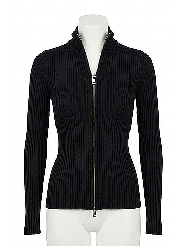 Olivaceous Evie Zip Up Sweater in Black (view 1)