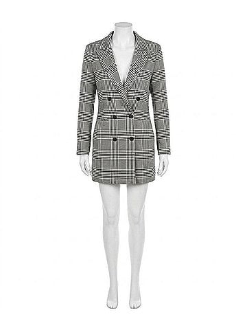 Olivaceous Madeline Houndstooth Long Sleeve Belted Blazer Dress in Houndstooth (view 1)