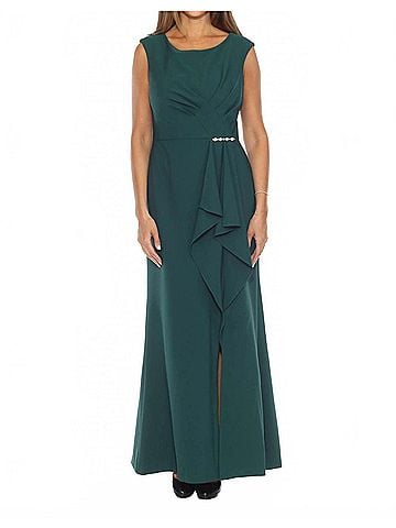 Joseph Ribkoff Women's Ruffled Mermaid Evening Dress in Absolute Green (view 2)
