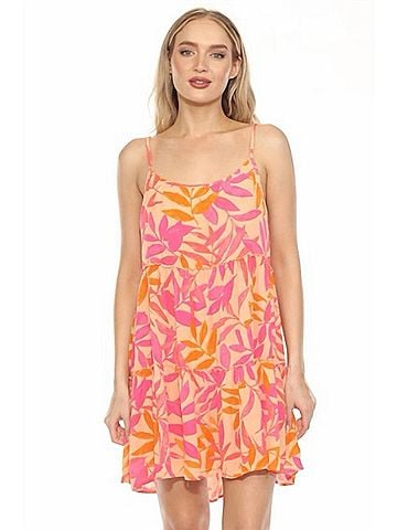 P.J. Salvage Tropical Punch Lounge Mini Dress in Orange Crush (view 2)