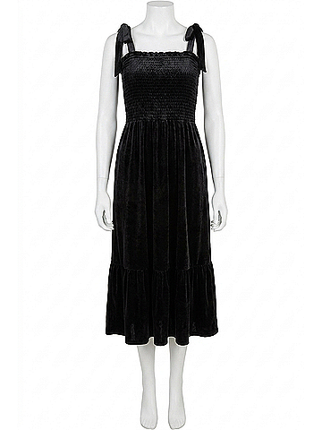 Lucy Paris Clare Velvet Maxi Dress in Black (view 1)