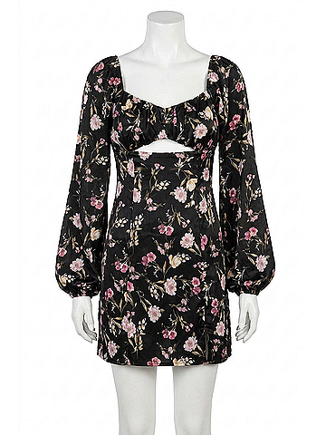 Le Lis Soma Floral Dress in Black (view 1)