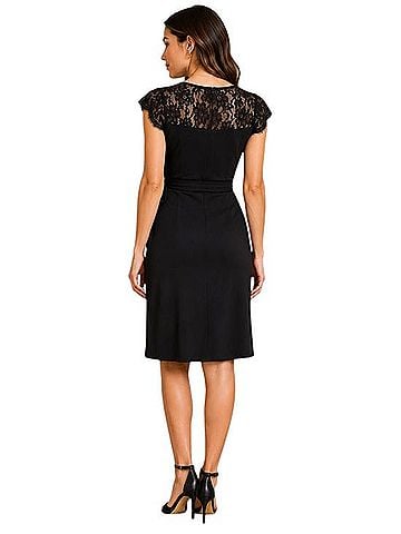 Banana Republic Black Lace Wrap Dress Cocktail Dress (view 2)