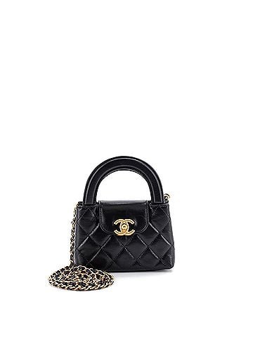 Chanel Kelly Top Handle Shopping Bag Quilted Shiny Aged Calfskin Nano (view 1)