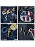 Marc Jacobs 100% Cotton Animal Print Color Block Graphic Black Blue Red Denim Jacket Size S - photo 6