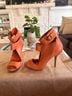 Leon Max 100% Leather Orange Heels Size 8 1/2 - photo 3