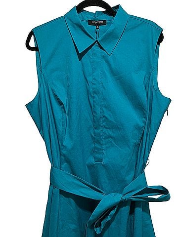 Lafayette 148 New York Sleeveless Shirt Midi ShirtDress with Self Tie Cocktail Dress (view 2)
