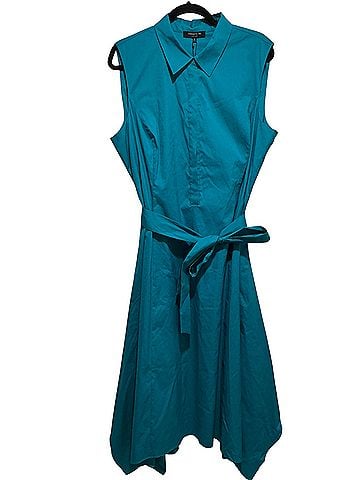 Lafayette 148 New York Sleeveless Shirt Midi ShirtDress with Self Tie Cocktail Dress (view 1)