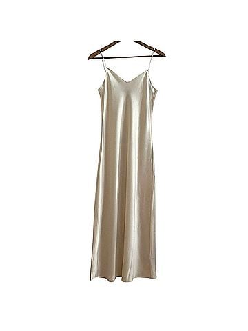 Polo by Ralph Lauren cream satin slip maxi Cocktail Dress (view 2)