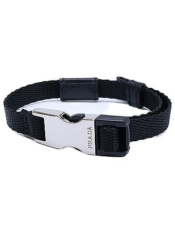 Prada PRADA Re-NYLON Buckle Nylon Bracelet, Black, Men's (view 1)