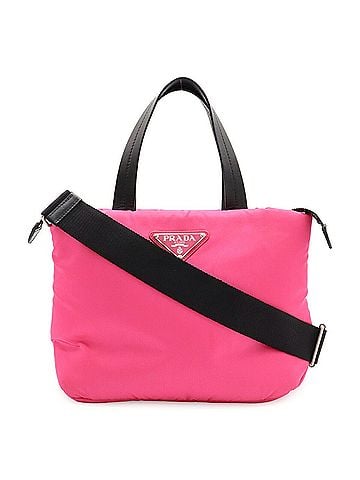 Prada PRADA TESSUTO SOFT Handbag Tote Bag Shoulder Nylon Leather Pink Black 1BG266 (view 1)