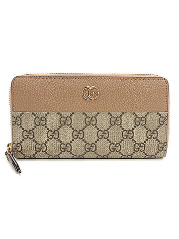 Gucci GUCCI women's long wallet with round zipper, model number 456117, double G design, beige. (view 1)