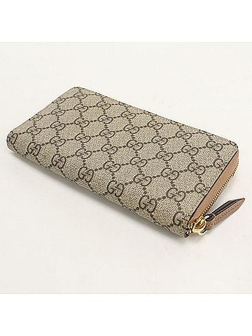 Gucci GUCCI women's long wallet with round zipper, model number 456117, double G design, beige. (view 2)