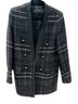 Zara 100% Tweed Plaid Black White Wool Blazer Size M - photo 2