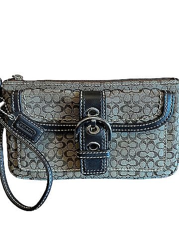 Coach Vintage Y2k Coach Soho Mahogany Signature Canvas Buckle Flap Wristlet Clutch | Color: Brown/Tan Leather Wristlet (view 1)