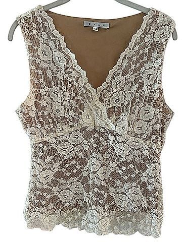 CAbi Cream Lace V-Neck Sleeveless Camisole Sleeveless Top (view 1)