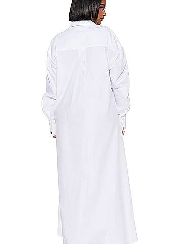 Missguided Button-Down Maxi Shirt Cover Up Swimsuit Cover Up (view 2)