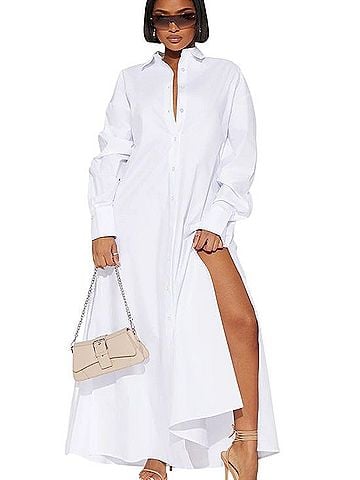 Missguided Button-Down Maxi Shirt Cover Up Swimsuit Cover Up (view 1)