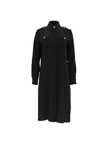 Nili Lotan Nili Lotan Adelaide Midi Shirt Dress in Black Silk (view 1)