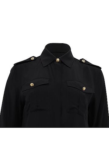 Nili Lotan Nili Lotan Adelaide Midi Shirt Dress in Black Silk (view 2)