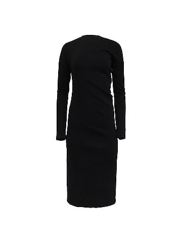 Totême Totême Long Sleeve Midi Dress in Black Polyester (view 1)