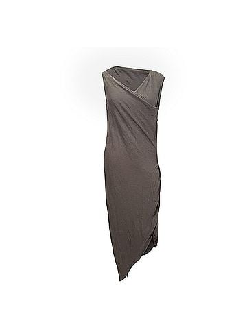Rick Owens Rick Owens V-Neck Draped Midi Dress in Grey Cotton (view 1)